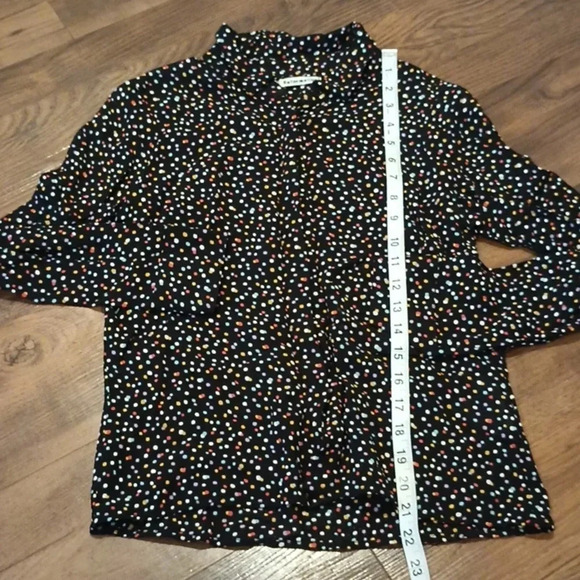 Reformation Black Sheer Colorful Polka Dot Fitted Button Down Top A33 - Picture 5 of 7